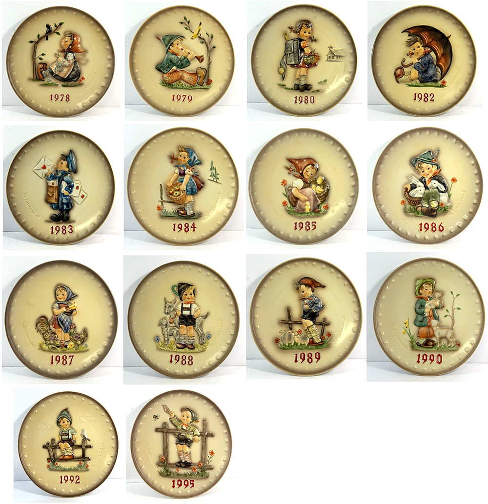 Lot of 14 Vintage Goebel Hummel Annual Plates 1978-1995 Hand Painted Germany